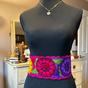 Mexican floral multicolor colorful embroidered belt